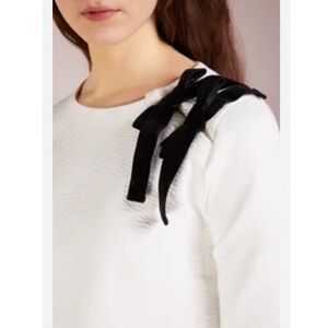 J.Crew Double Bow Sweatshirt Velvet Side Bows Top Blouse White